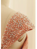 Beaded Cap Sleeves Twisted Knot Front Chiffon Bridesmaid Dress